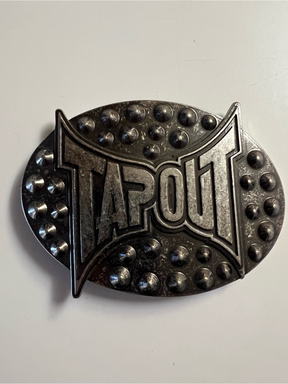 Tapout Silver Studded Vintage Oval Belt Buckle.